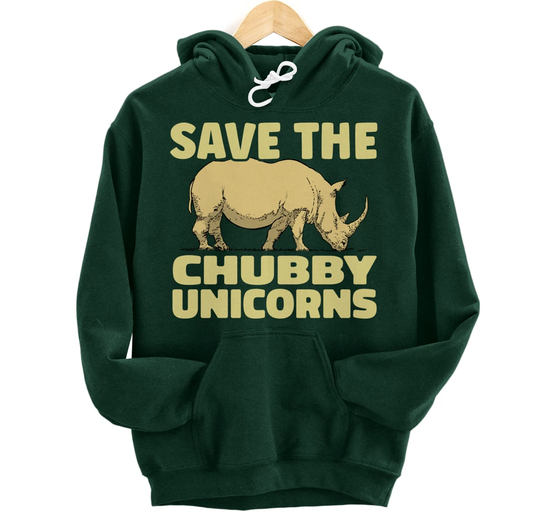 Save The Chubby Unicorns Funny Rhino Animal Rhinoceros Pullover Hoodie