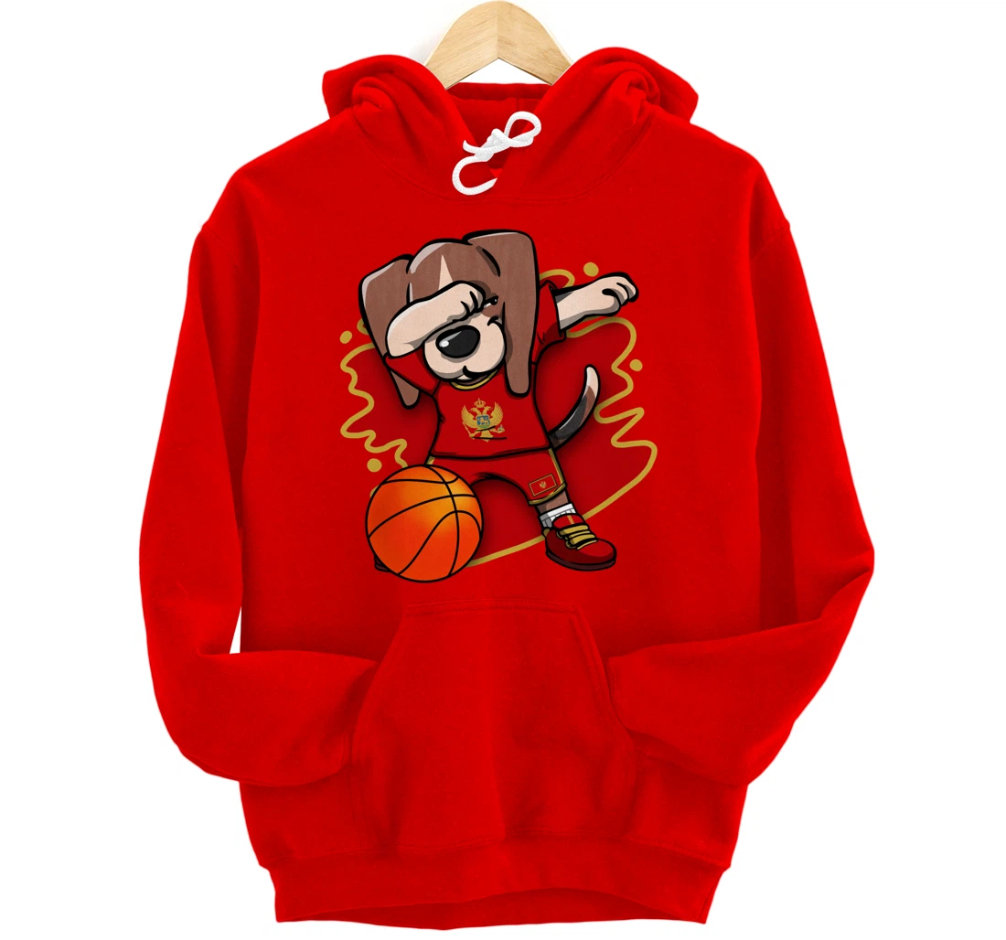 Dabbing Beagle Montenegro Jersey Montenegrin Basketball Fans Pullover Hoodie