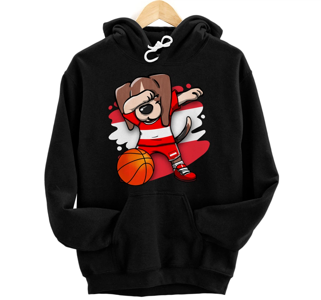 Dabbing Beagle Dog Austria Jersey Austrian Basketball Fans Pullover Hoodie