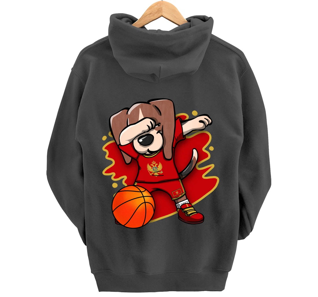 Dabbing Beagle Montenegro Jersey Montenegrin Basketball Fans Pullover Hoodie