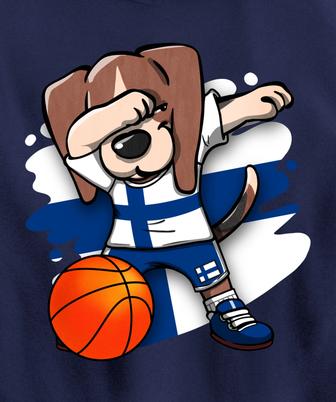 Dabbing Beagle Dog Finland Jersey Finnish Basketball Fans Pullover Hoodie