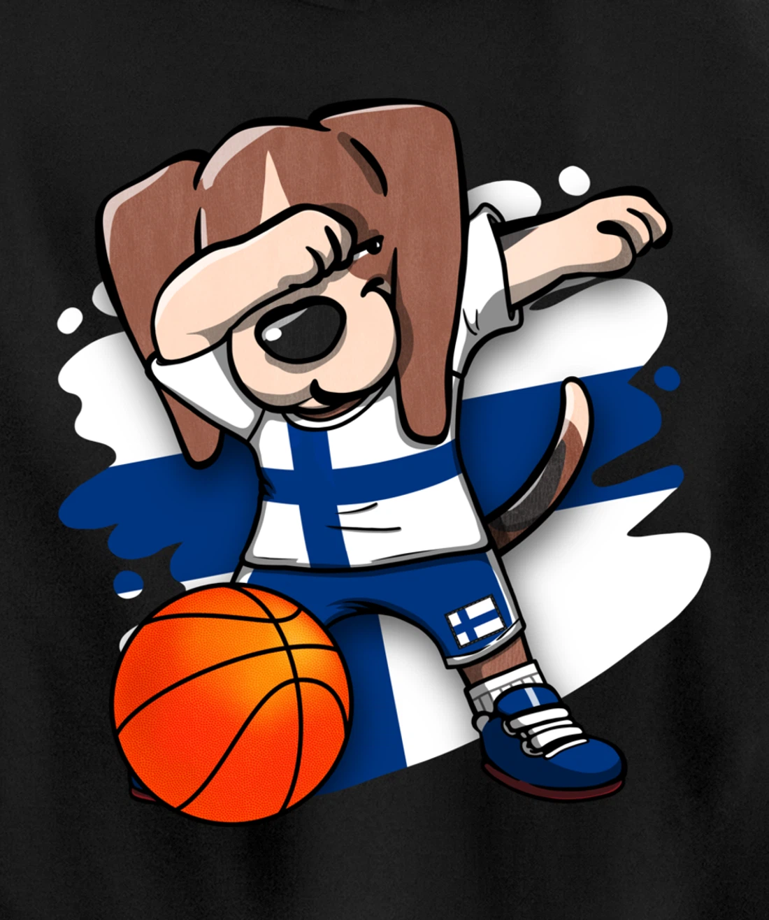Dabbing Beagle Dog Finland Jersey Finnish Basketball Fans Pullover Hoodie