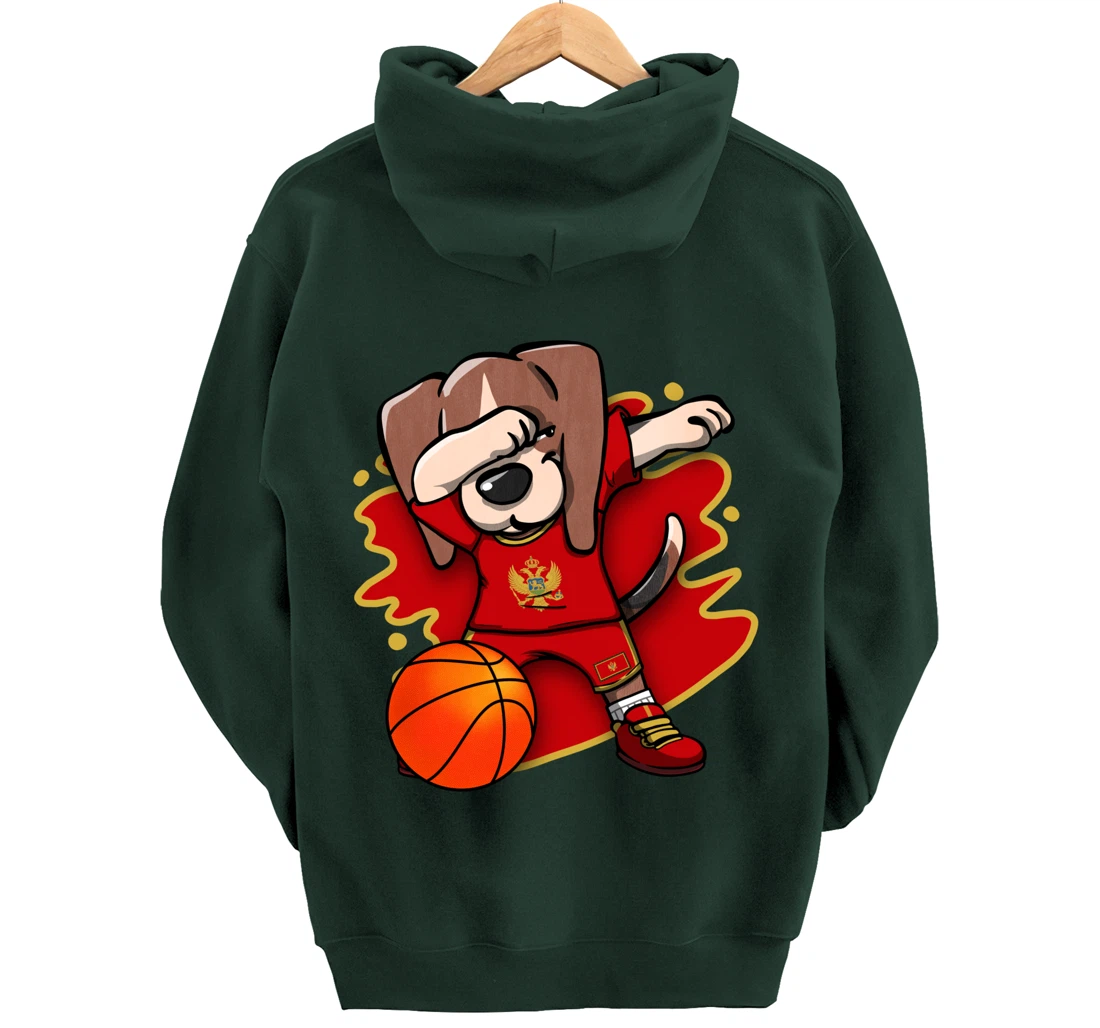 Dabbing Beagle Montenegro Jersey Montenegrin Basketball Fans Pullover Hoodie