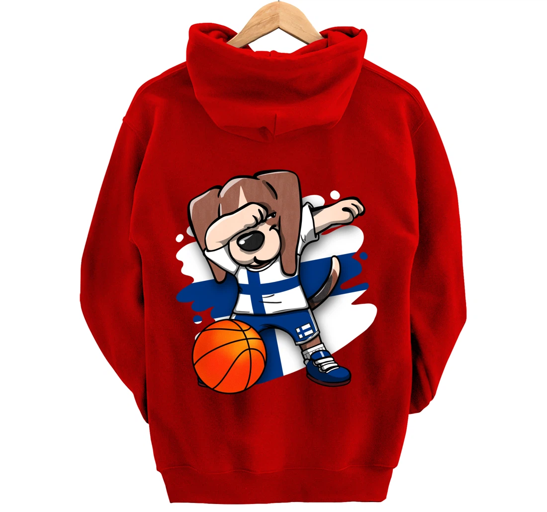 Dabbing Beagle Dog Finland Jersey Finnish Basketball Fans Pullover Hoodie