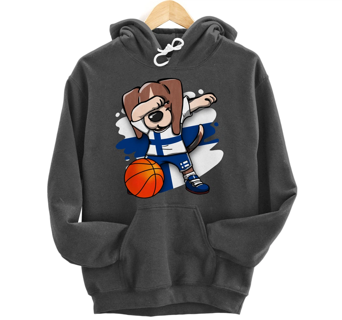 Dabbing Beagle Dog Finland Jersey Finnish Basketball Fans Pullover Hoodie