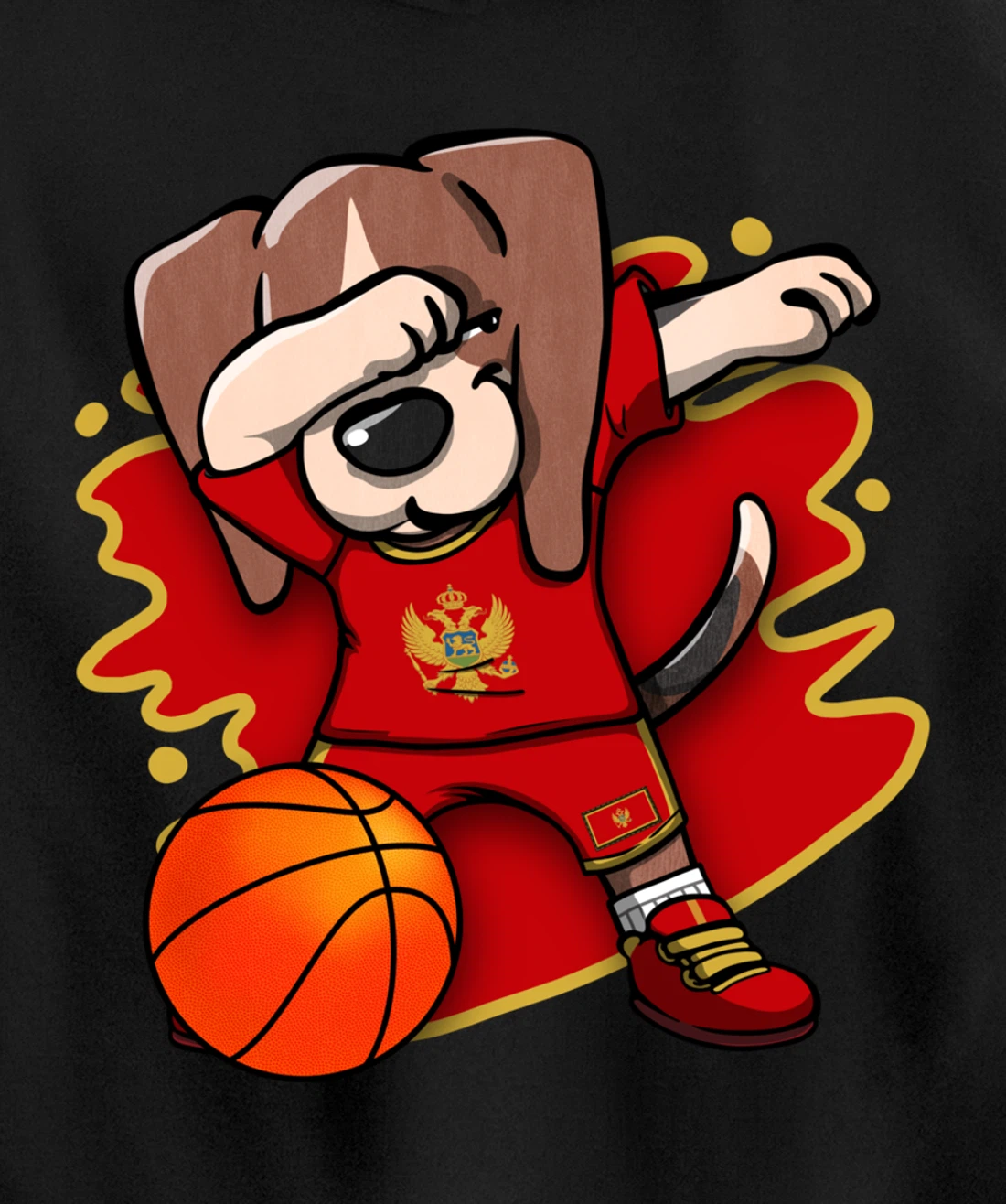 Dabbing Beagle Montenegro Jersey Montenegrin Basketball Fans Pullover Hoodie