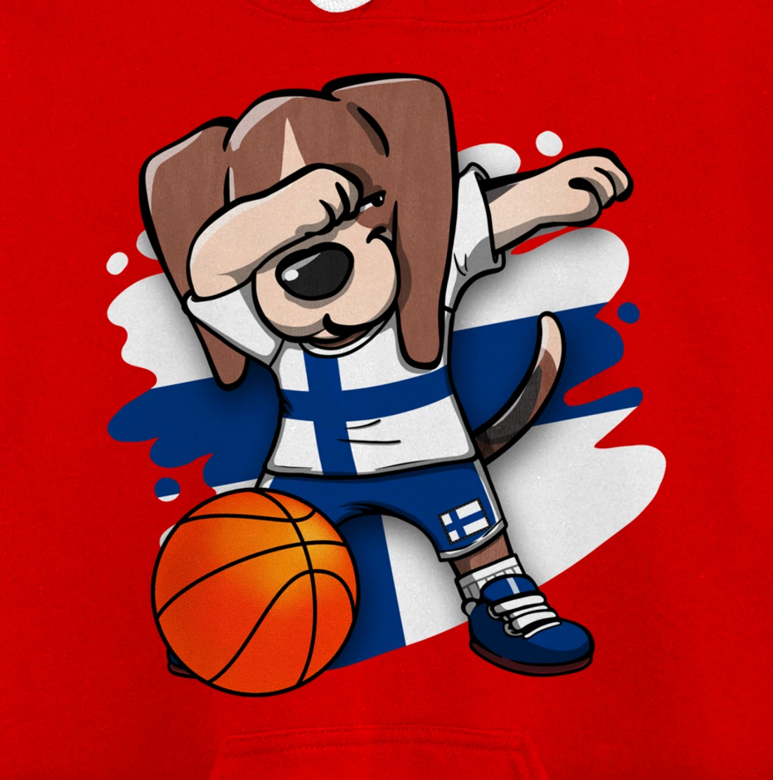 Dabbing Beagle Dog Finland Jersey Finnish Basketball Fans Pullover Hoodie