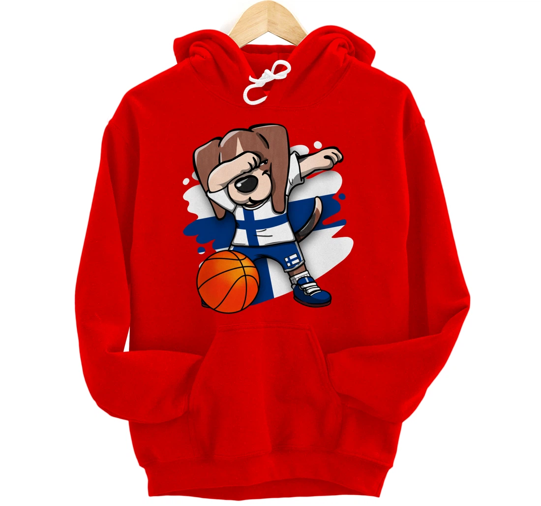 Dabbing Beagle Dog Finland Jersey Finnish Basketball Fans Pullover Hoodie