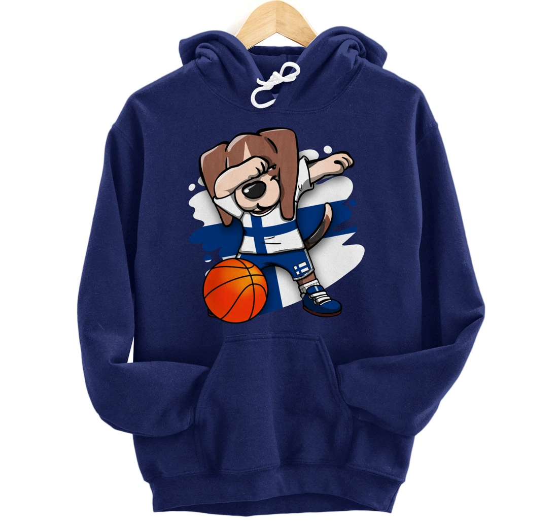 Dabbing Beagle Dog Finland Jersey Finnish Basketball Fans Pullover Hoodie