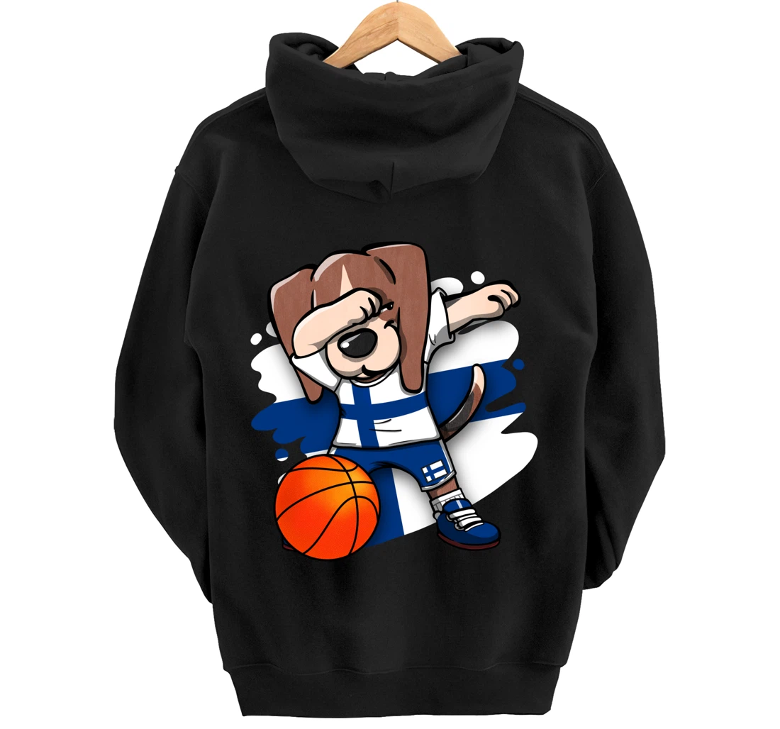 Dabbing Beagle Dog Finland Jersey Finnish Basketball Fans Pullover Hoodie