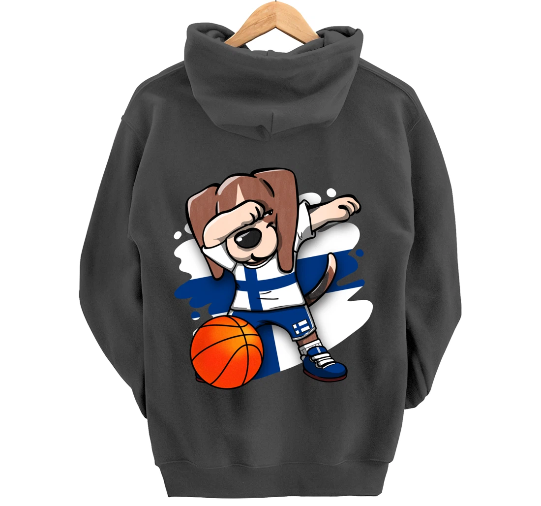 Dabbing Beagle Dog Finland Jersey Finnish Basketball Fans Pullover Hoodie