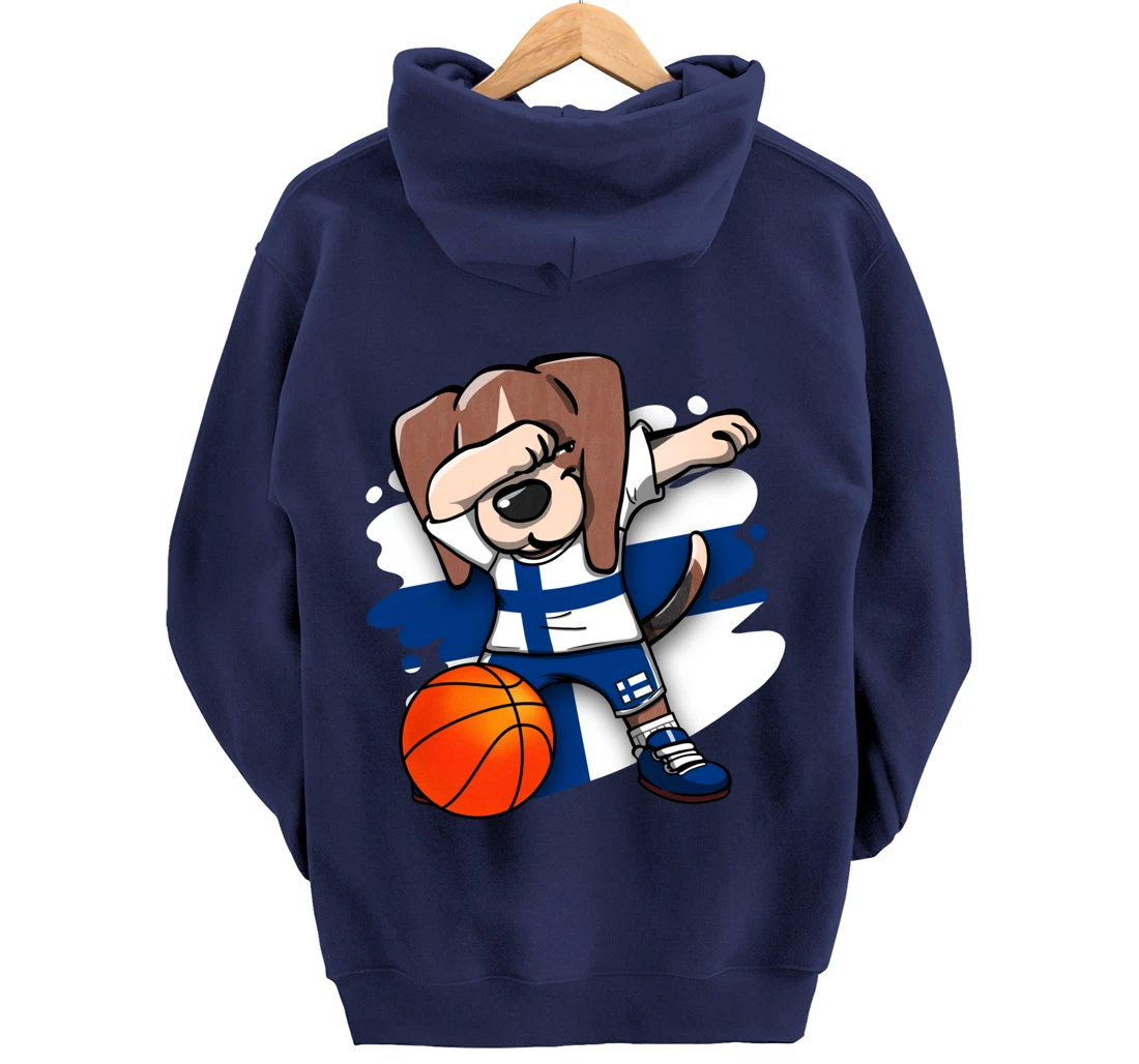 Dabbing Beagle Dog Finland Jersey Finnish Basketball Fans Pullover Hoodie