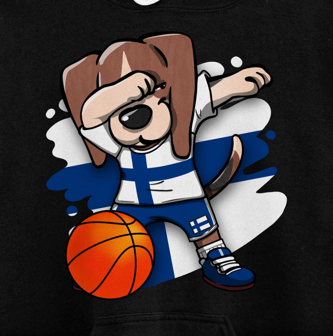 Dabbing Beagle Dog Finland Jersey Finnish Basketball Fans Pullover Hoodie