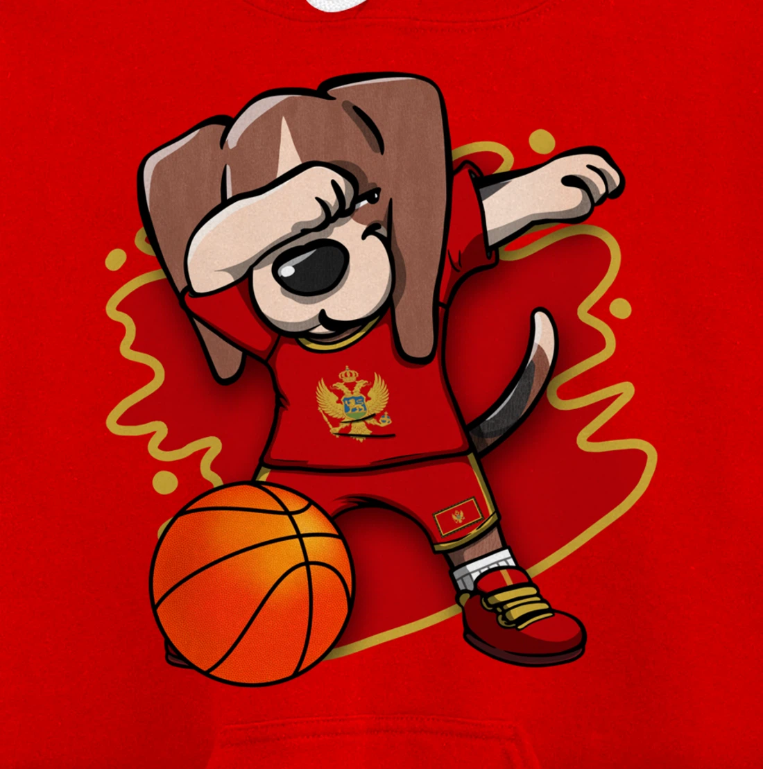 Dabbing Beagle Montenegro Jersey Montenegrin Basketball Fans Pullover Hoodie