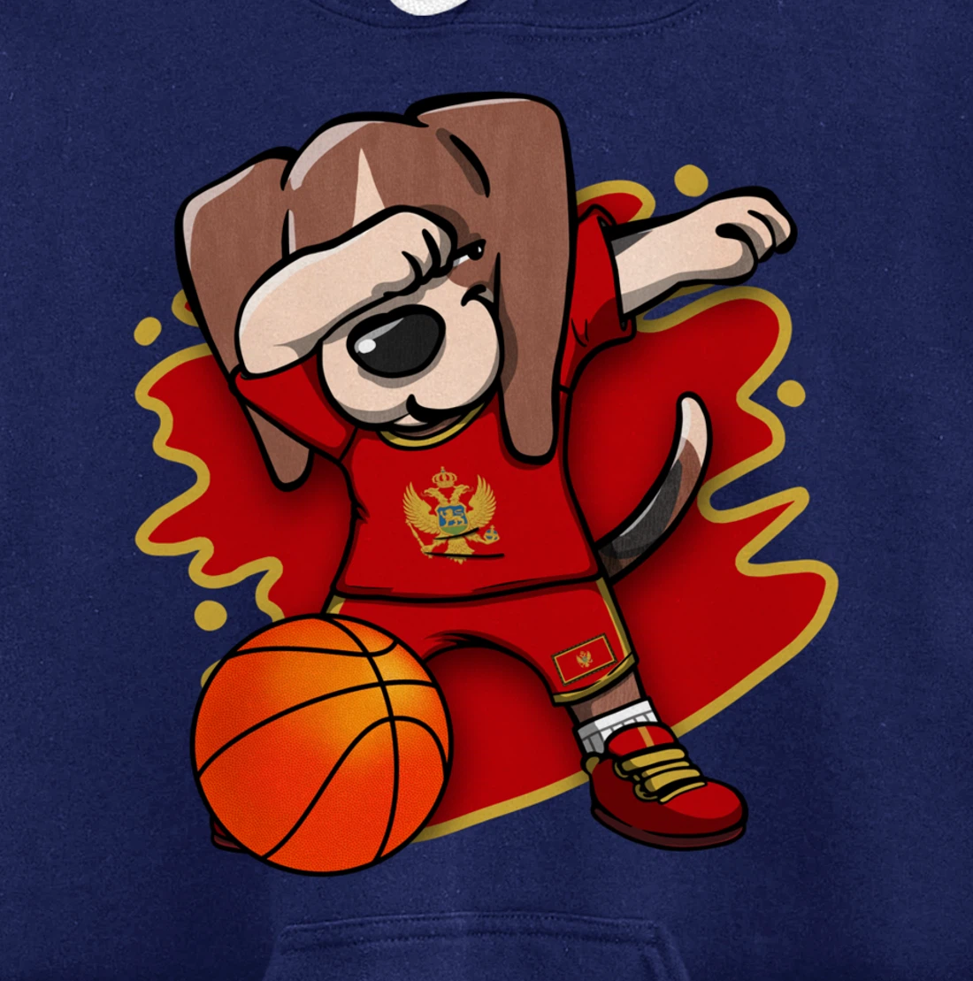 Dabbing Beagle Montenegro Jersey Montenegrin Basketball Fans Pullover Hoodie