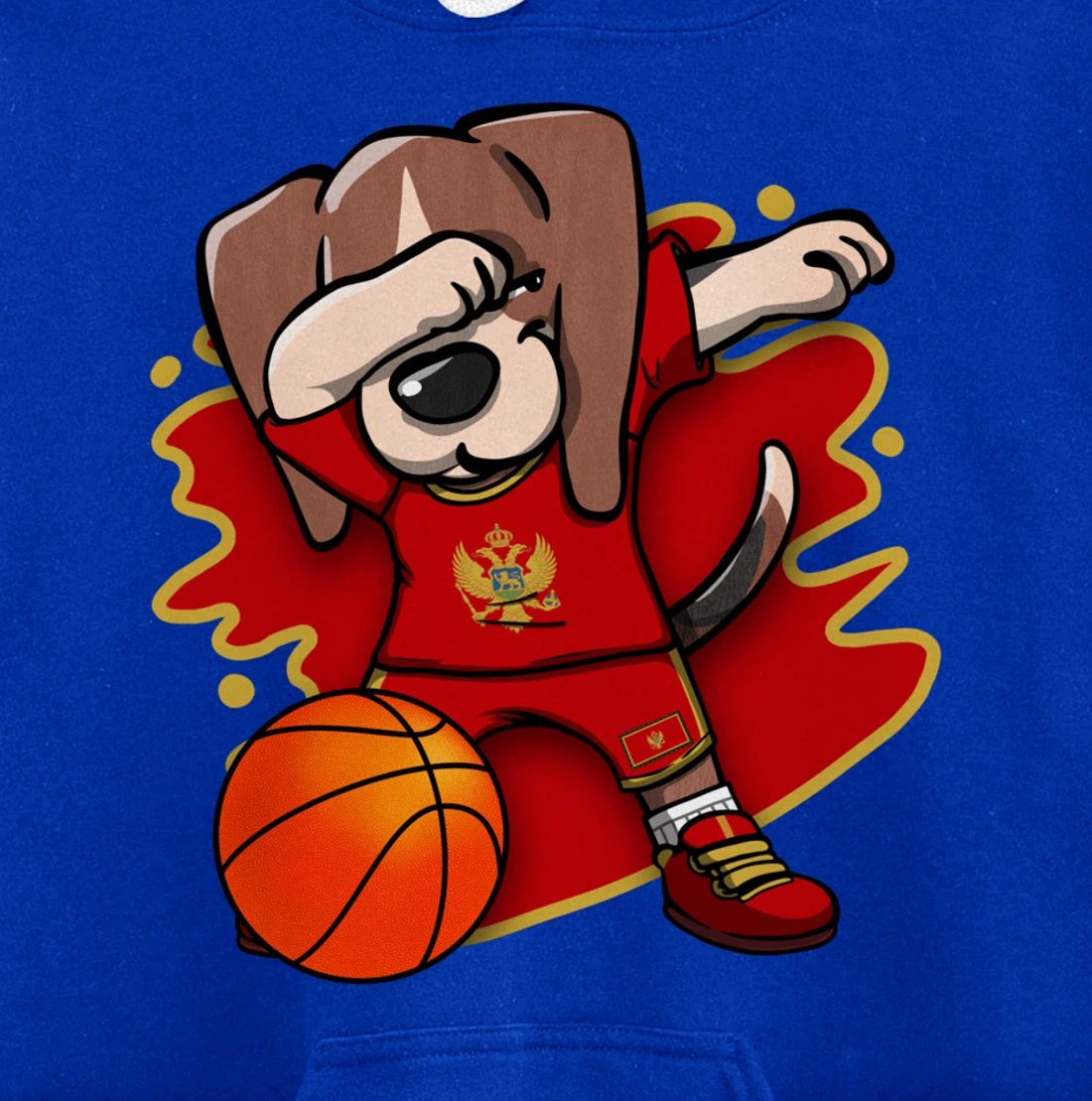Dabbing Beagle Montenegro Jersey Montenegrin Basketball Fans Pullover Hoodie
