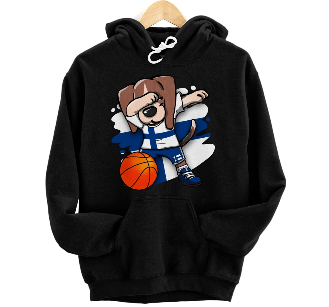 Dabbing Beagle Dog Finland Jersey Finnish Basketball Fans Pullover Hoodie