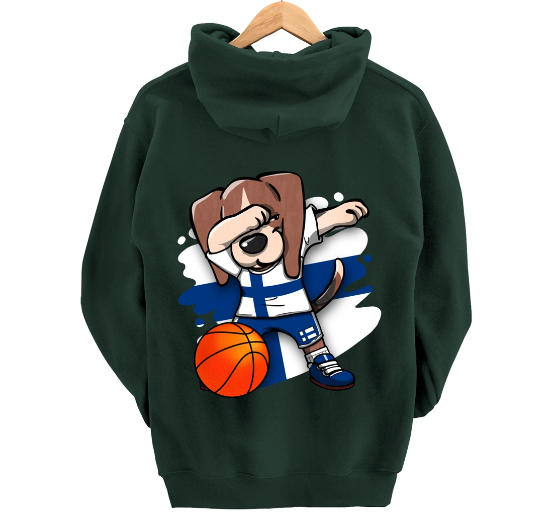 Dabbing Beagle Dog Finland Jersey Finnish Basketball Fans Pullover Hoodie