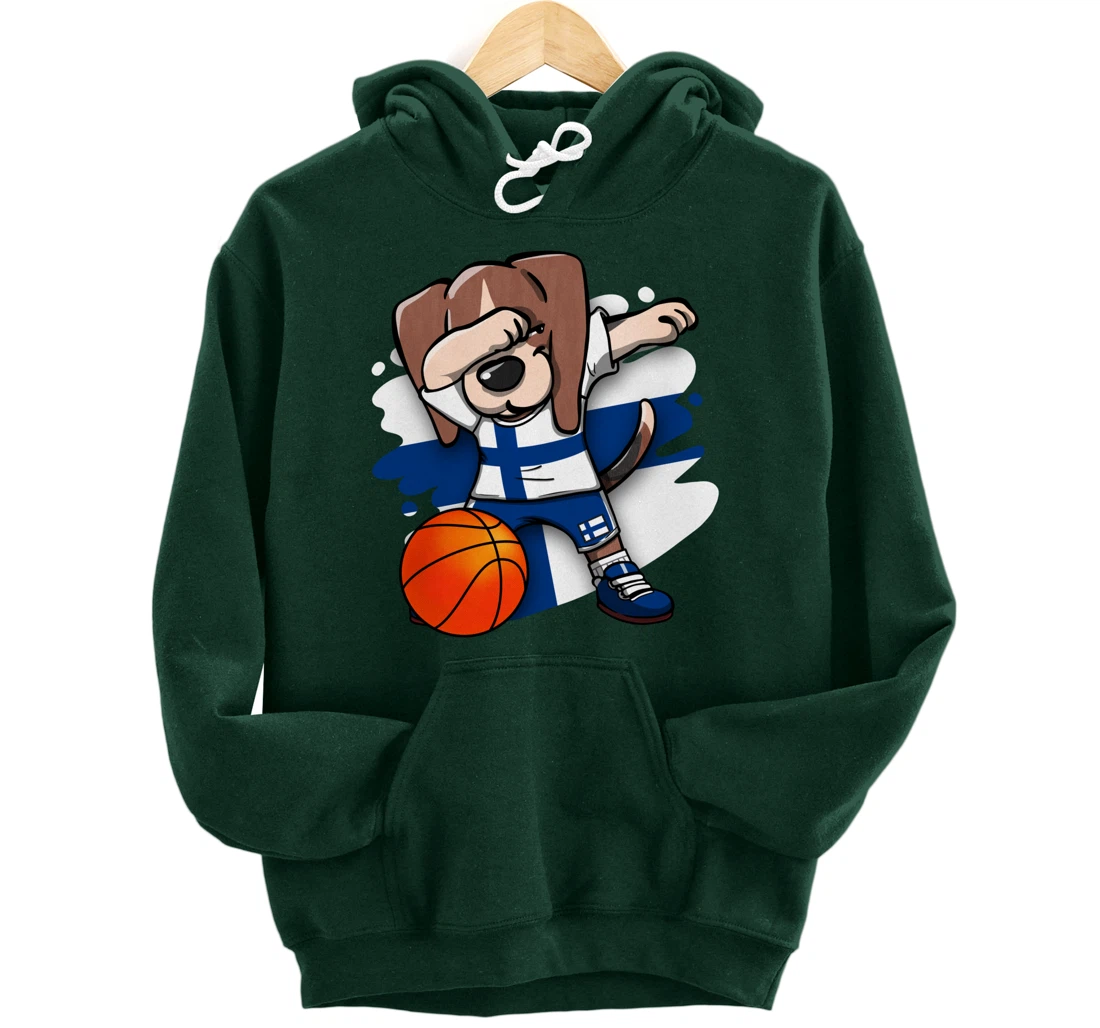 Dabbing Beagle Dog Finland Jersey Finnish Basketball Fans Pullover Hoodie