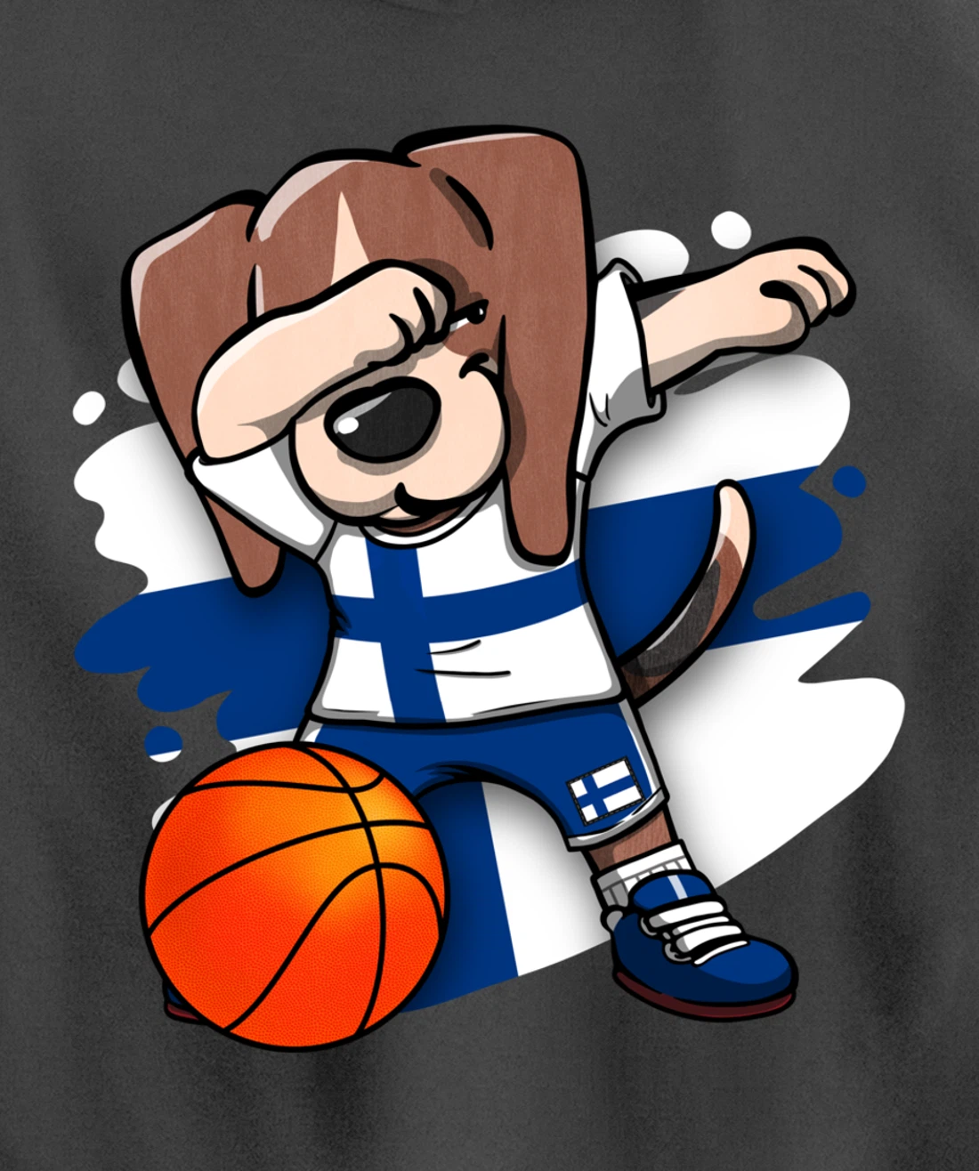 Dabbing Beagle Dog Finland Jersey Finnish Basketball Fans Pullover Hoodie