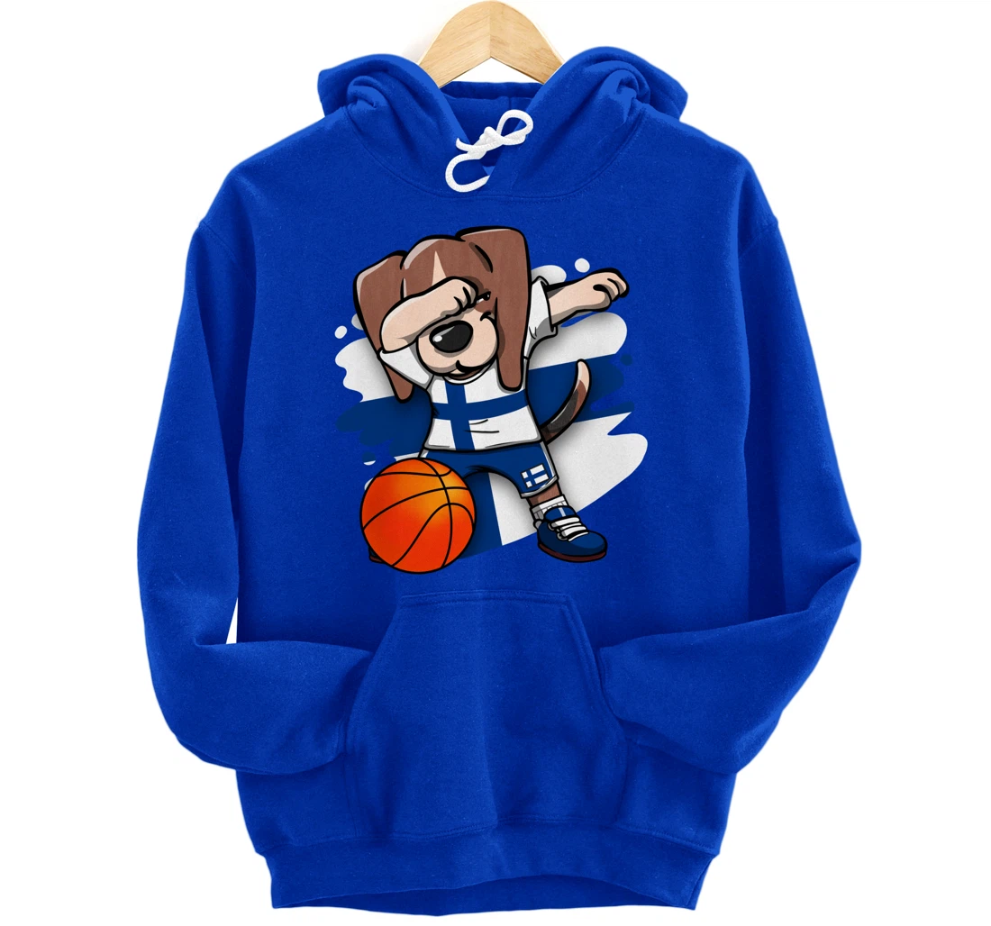 Dabbing Beagle Dog Finland Jersey Finnish Basketball Fans Pullover Hoodie
