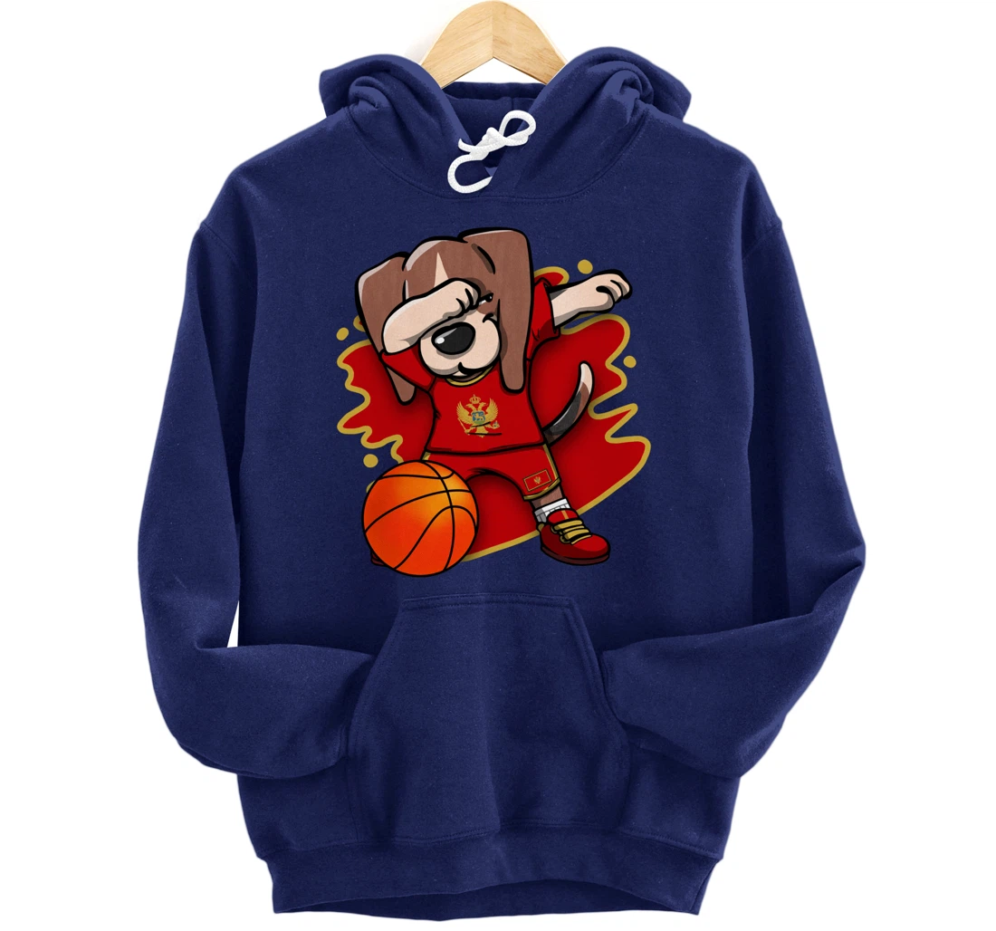 Dabbing Beagle Montenegro Jersey Montenegrin Basketball Fans Pullover Hoodie