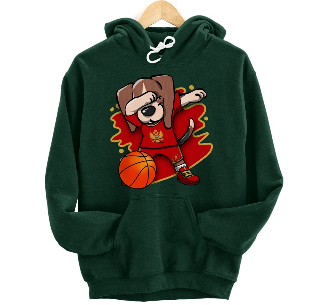 Dabbing Beagle Montenegro Jersey Montenegrin Basketball Fans Pullover Hoodie