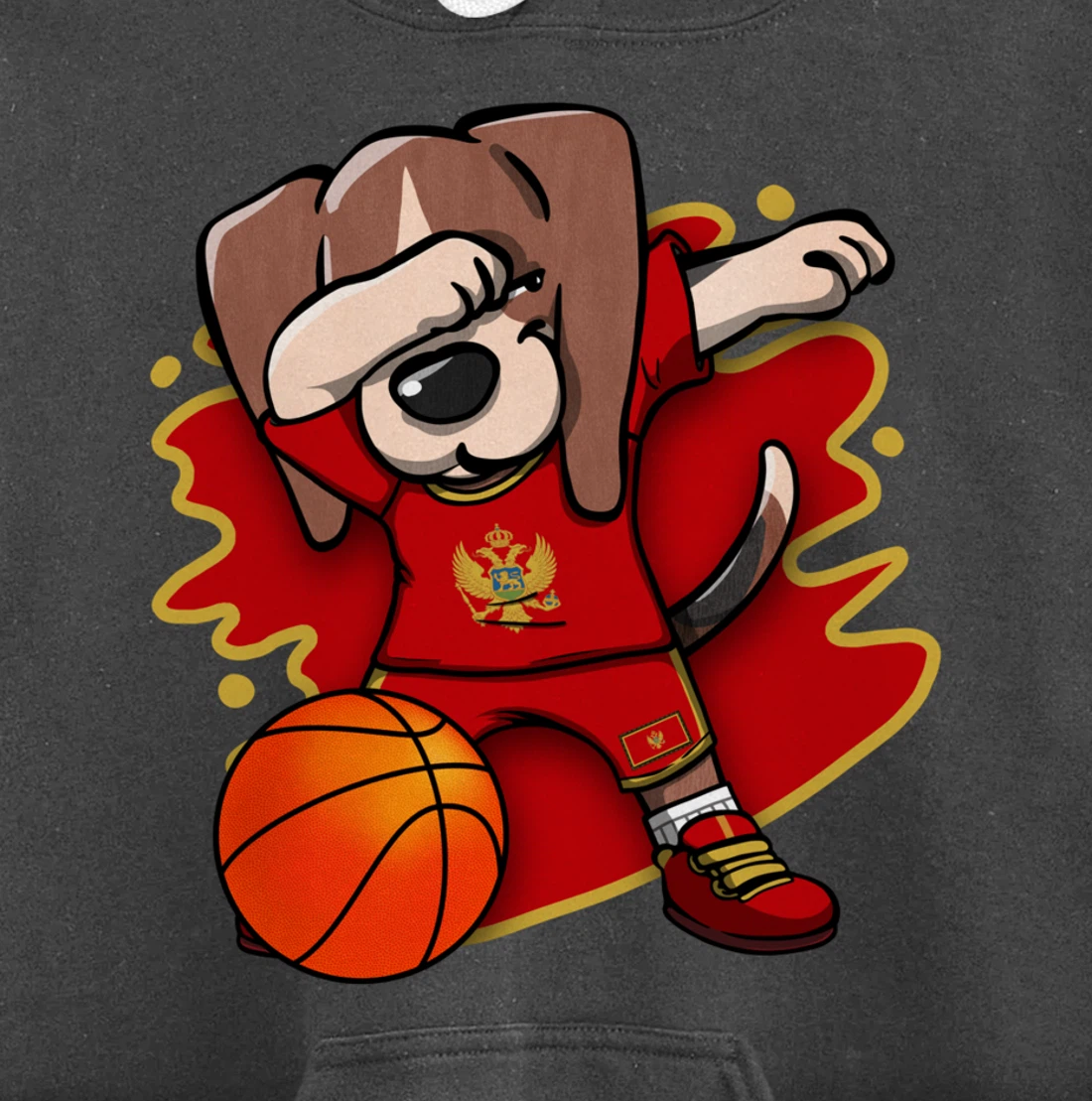 Dabbing Beagle Montenegro Jersey Montenegrin Basketball Fans Pullover Hoodie