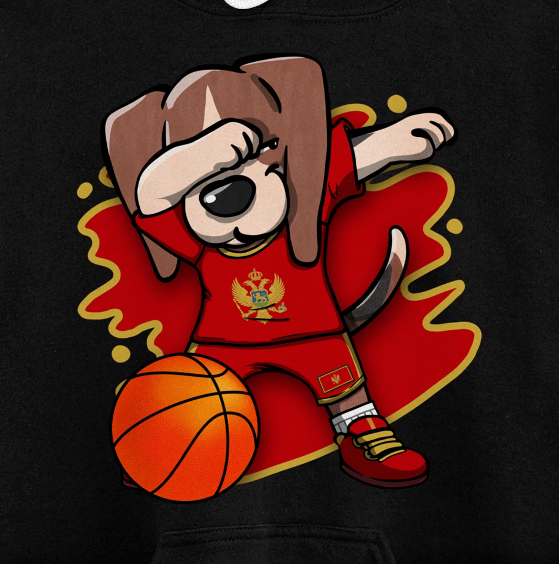 Dabbing Beagle Montenegro Jersey Montenegrin Basketball Fans Pullover Hoodie