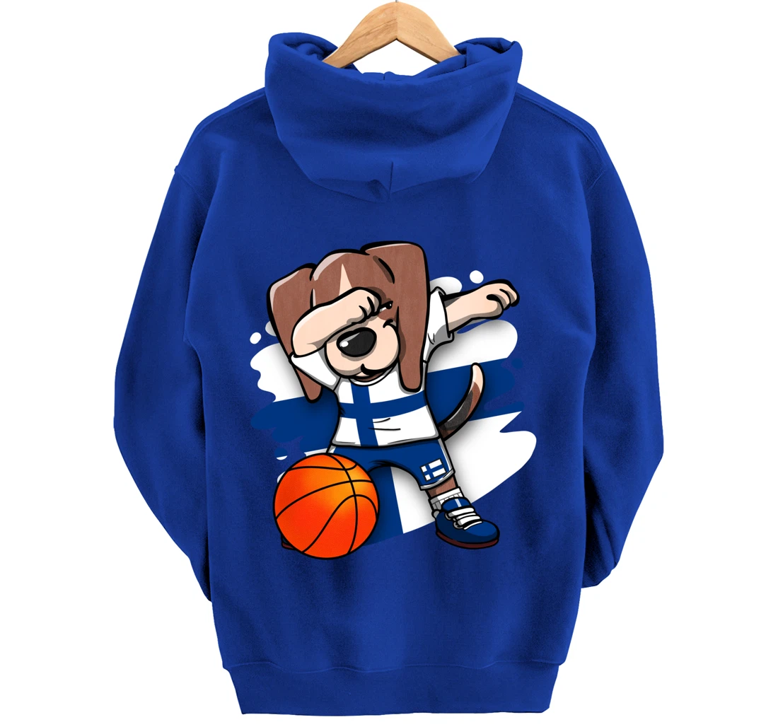 Dabbing Beagle Dog Finland Jersey Finnish Basketball Fans Pullover Hoodie