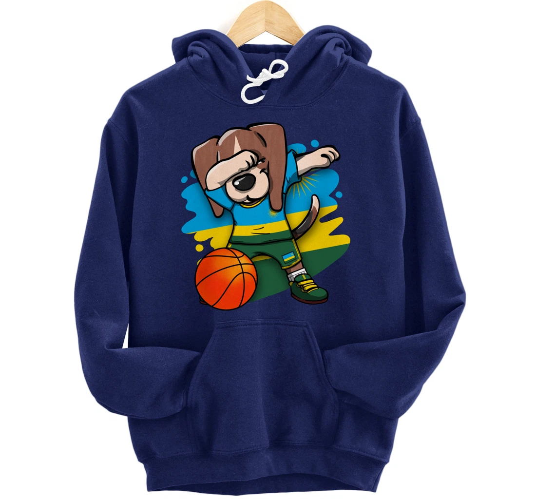 Dabbing Beagle Dog Rwanda Jersey Rwandan Basketball Fans Art Pullover Hoodie