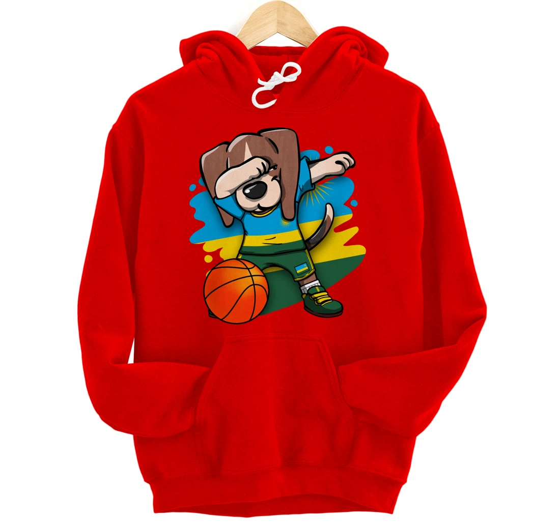 Dabbing Beagle Dog Rwanda Jersey Rwandan Basketball Fans Art Pullover Hoodie