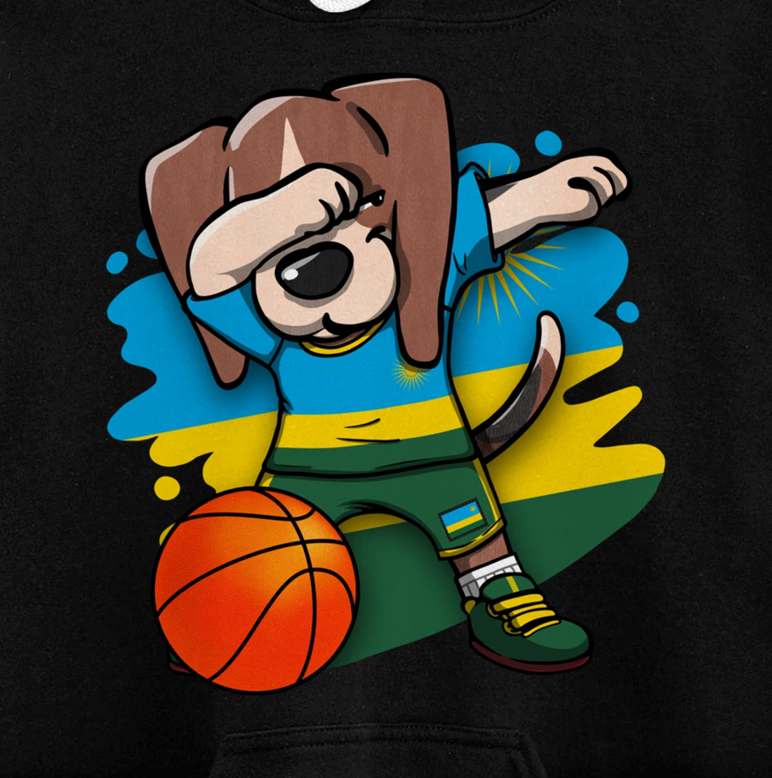 Dabbing Beagle Dog Rwanda Jersey Rwandan Basketball Fans Art Pullover Hoodie