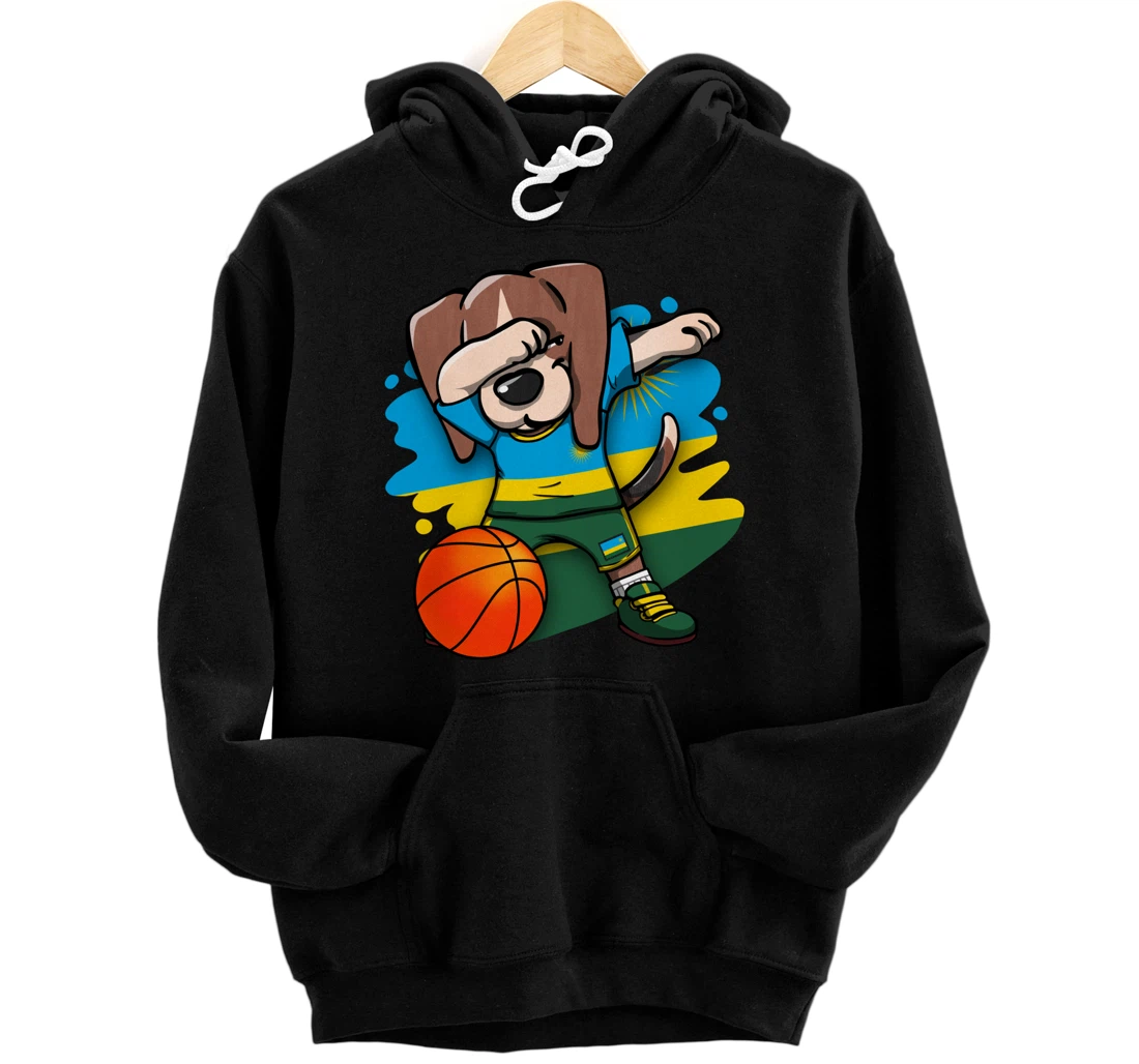 Dabbing Beagle Dog Rwanda Jersey Rwandan Basketball Fans Art Pullover Hoodie