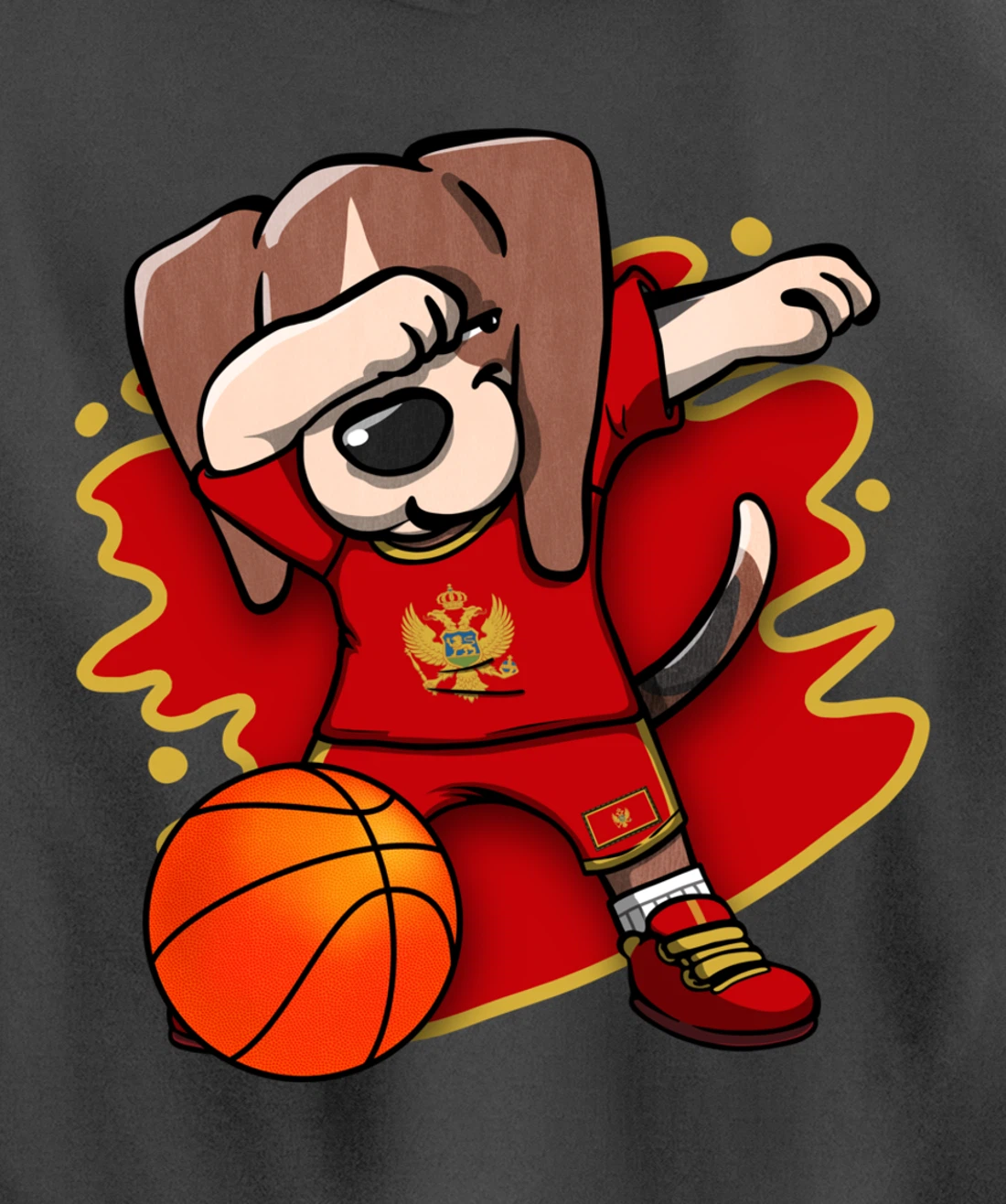 Dabbing Beagle Montenegro Jersey Montenegrin Basketball Fans Pullover Hoodie