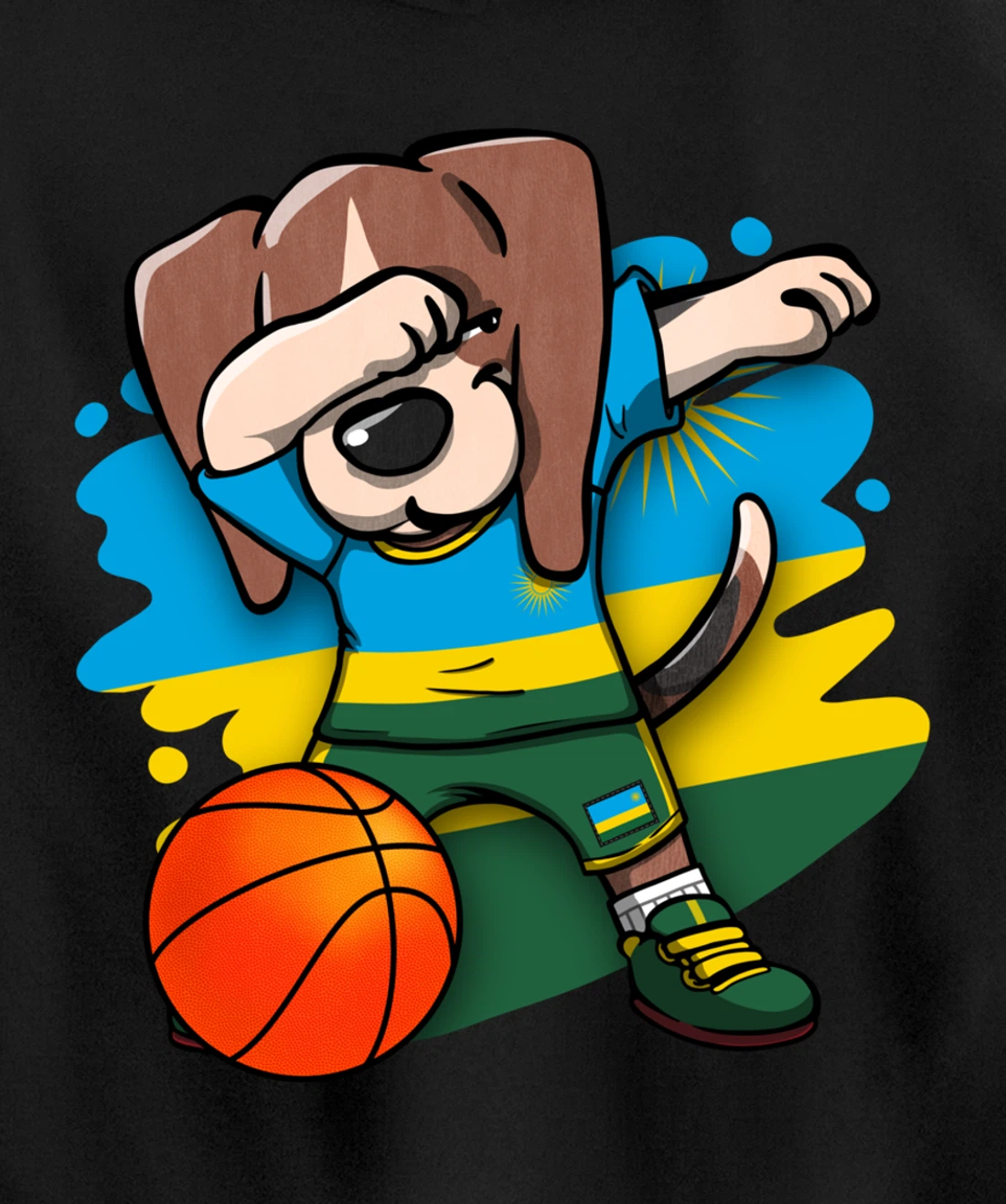 Dabbing Beagle Dog Rwanda Jersey Rwandan Basketball Fans Art Pullover Hoodie