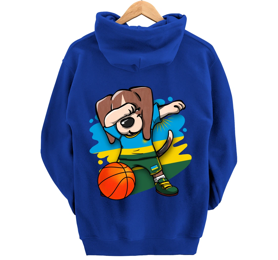 Dabbing Beagle Dog Rwanda Jersey Rwandan Basketball Fans Art Pullover Hoodie