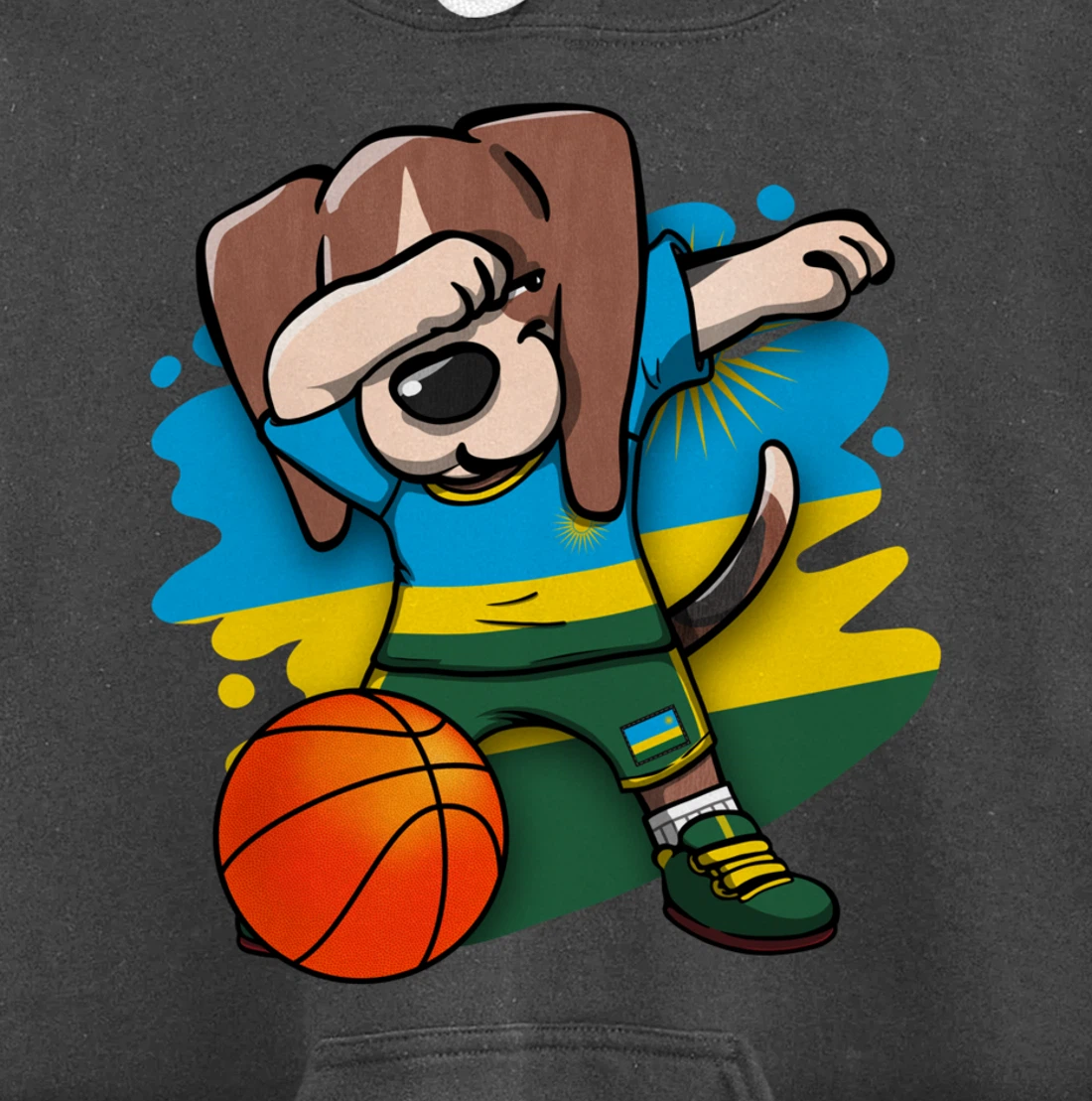 Dabbing Beagle Dog Rwanda Jersey Rwandan Basketball Fans Art Pullover Hoodie