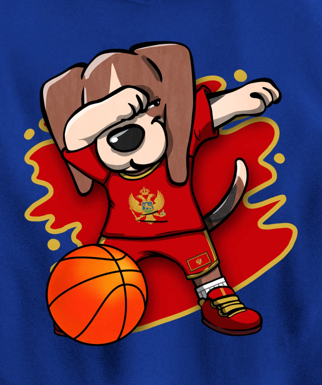 Dabbing Beagle Montenegro Jersey Montenegrin Basketball Fans Pullover Hoodie