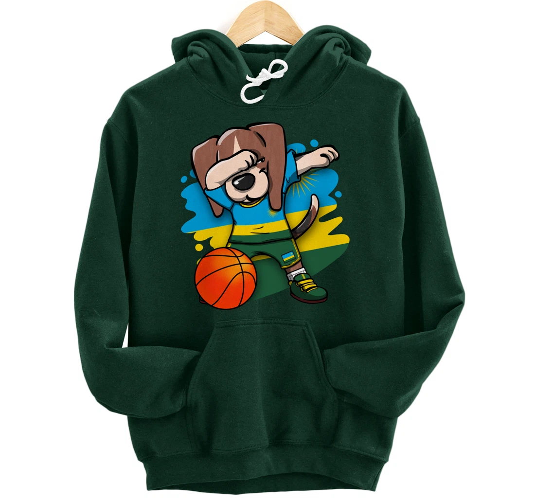 Dabbing Beagle Dog Rwanda Jersey Rwandan Basketball Fans Art Pullover Hoodie