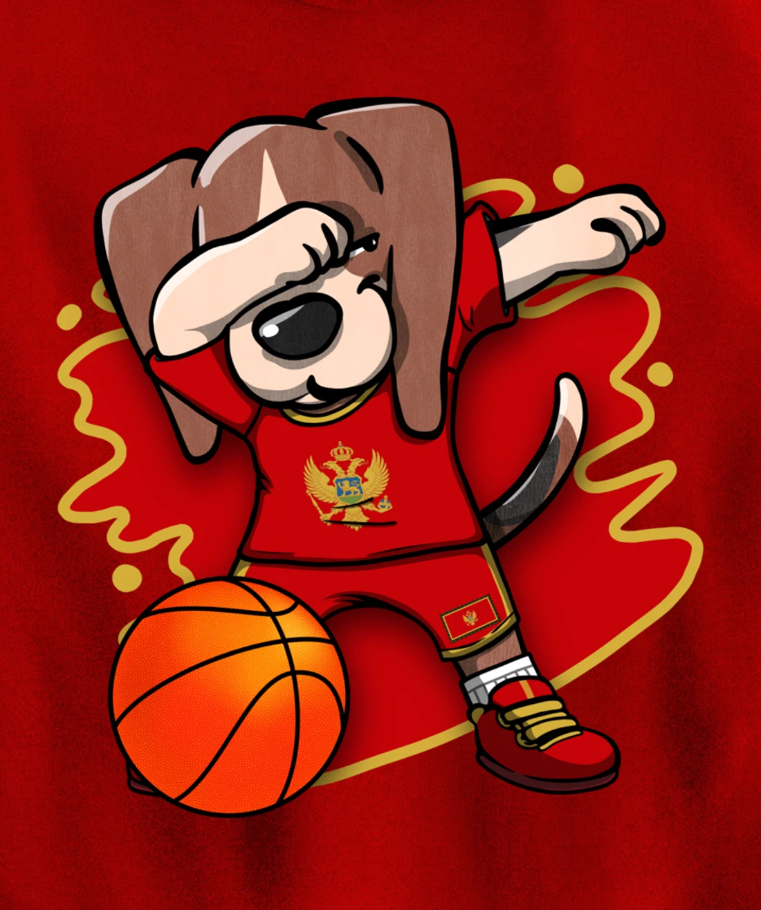 Dabbing Beagle Montenegro Jersey Montenegrin Basketball Fans Pullover Hoodie