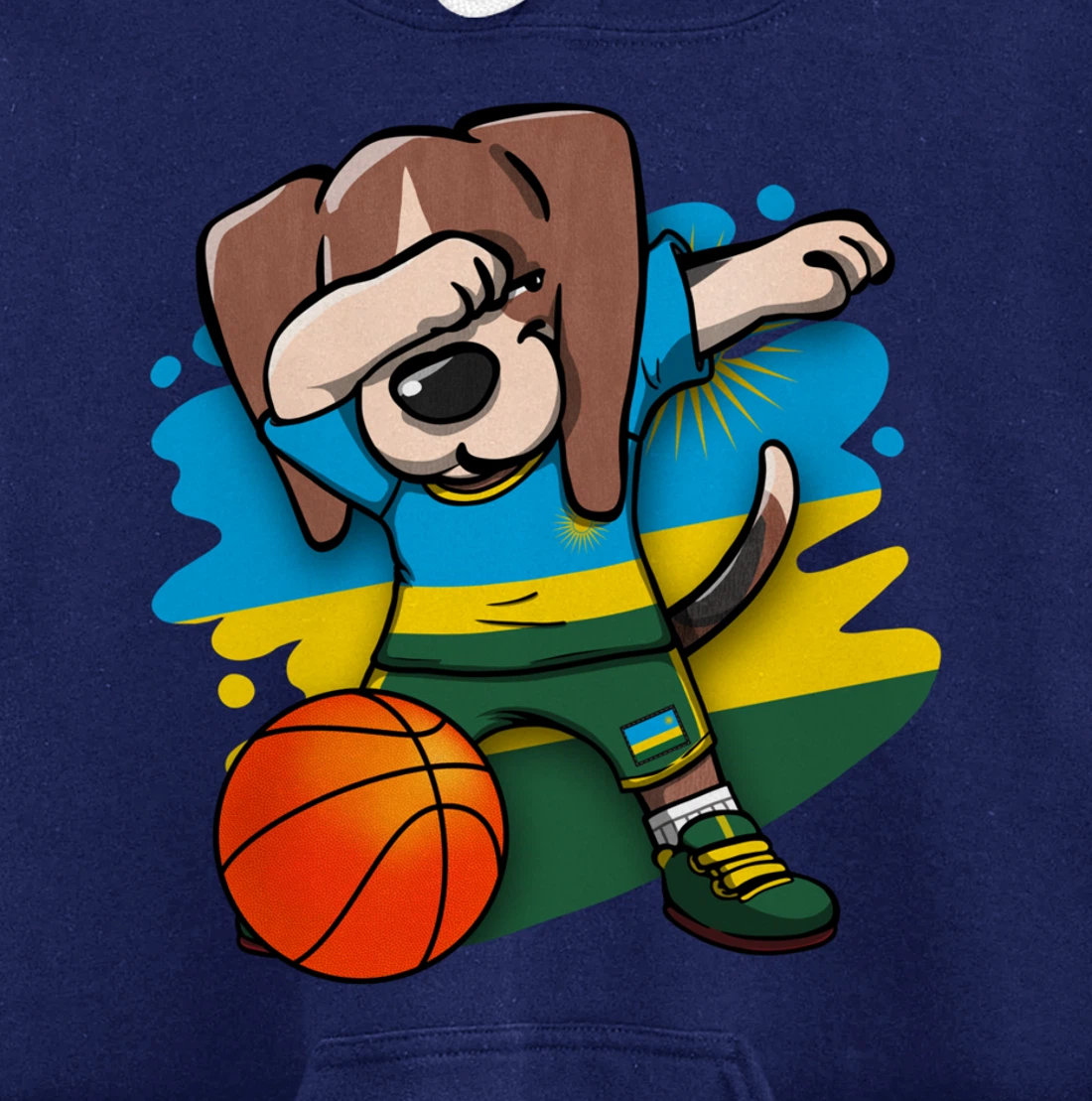 Dabbing Beagle Dog Rwanda Jersey Rwandan Basketball Fans Art Pullover Hoodie