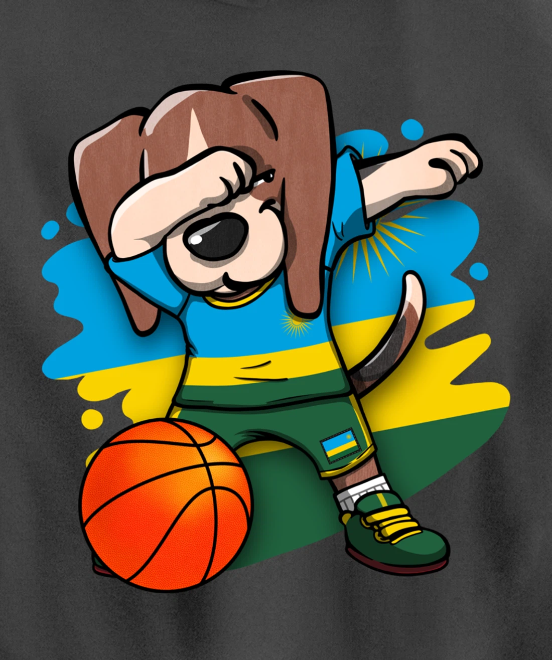 Dabbing Beagle Dog Rwanda Jersey Rwandan Basketball Fans Art Pullover Hoodie