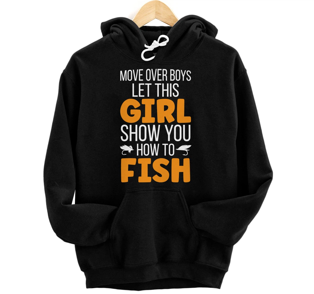 Funny Fishing Girl Cute Daughter Granddaughter Wife Fishing Pullover Hoodie