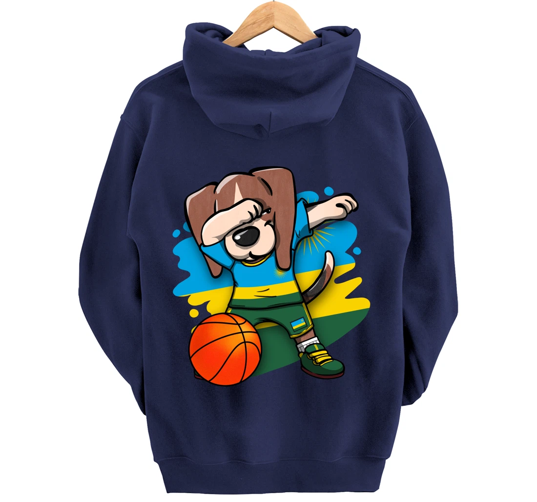 Dabbing Beagle Dog Rwanda Jersey Rwandan Basketball Fans Art Pullover Hoodie