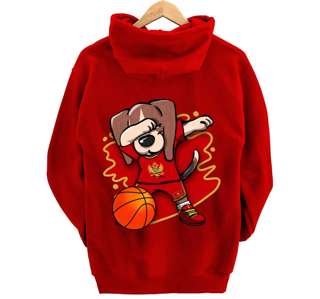 Dabbing Beagle Montenegro Jersey Montenegrin Basketball Fans Pullover Hoodie