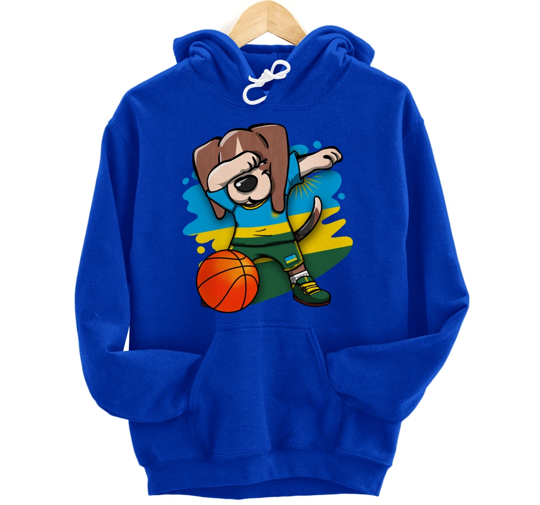 Dabbing Beagle Dog Rwanda Jersey Rwandan Basketball Fans Art Pullover Hoodie