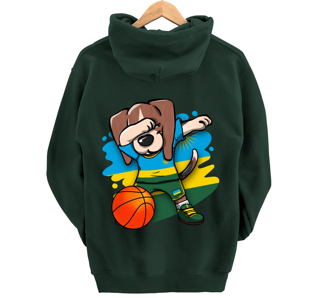 Dabbing Beagle Dog Rwanda Jersey Rwandan Basketball Fans Art Pullover Hoodie