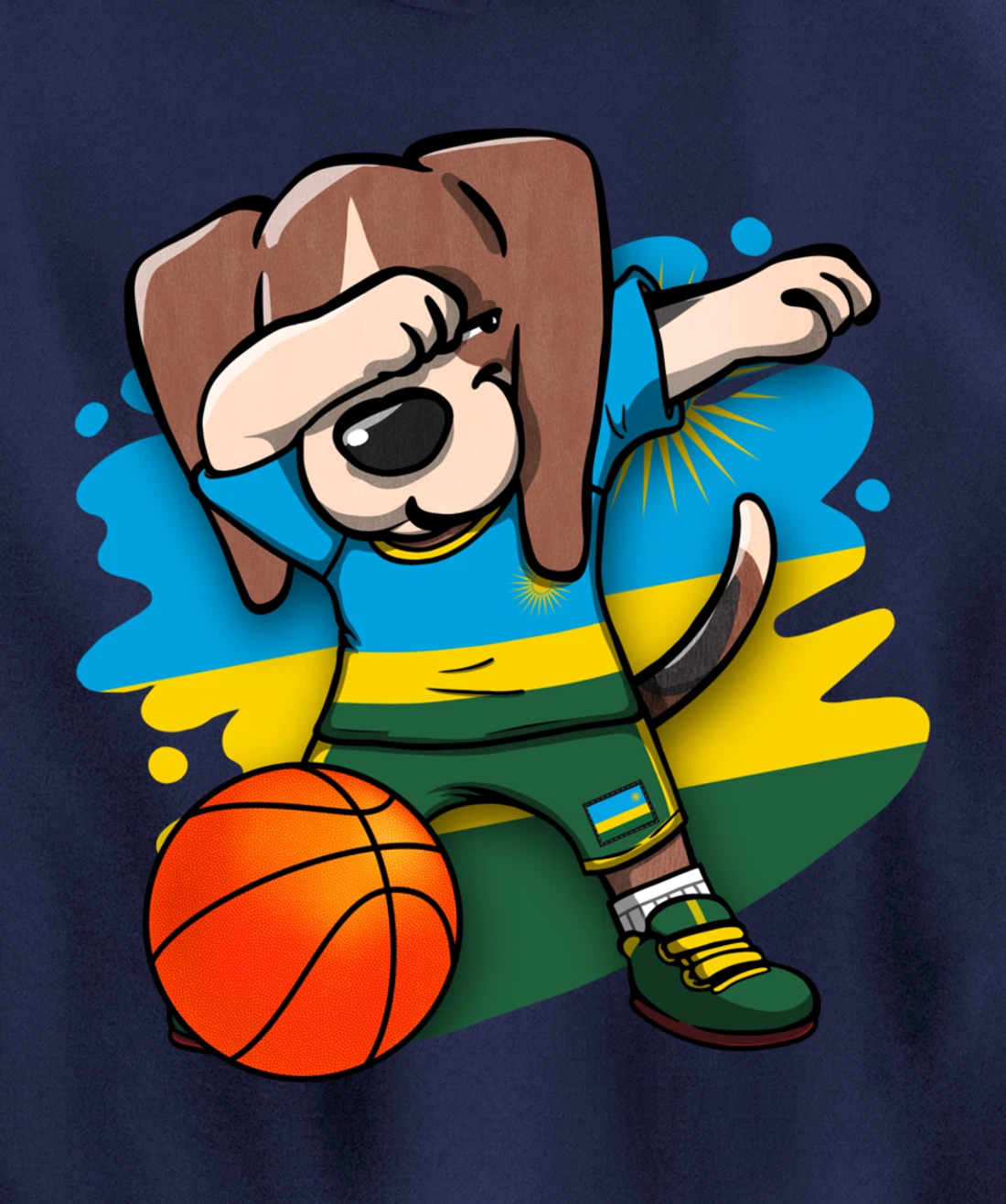 Dabbing Beagle Dog Rwanda Jersey Rwandan Basketball Fans Art Pullover Hoodie