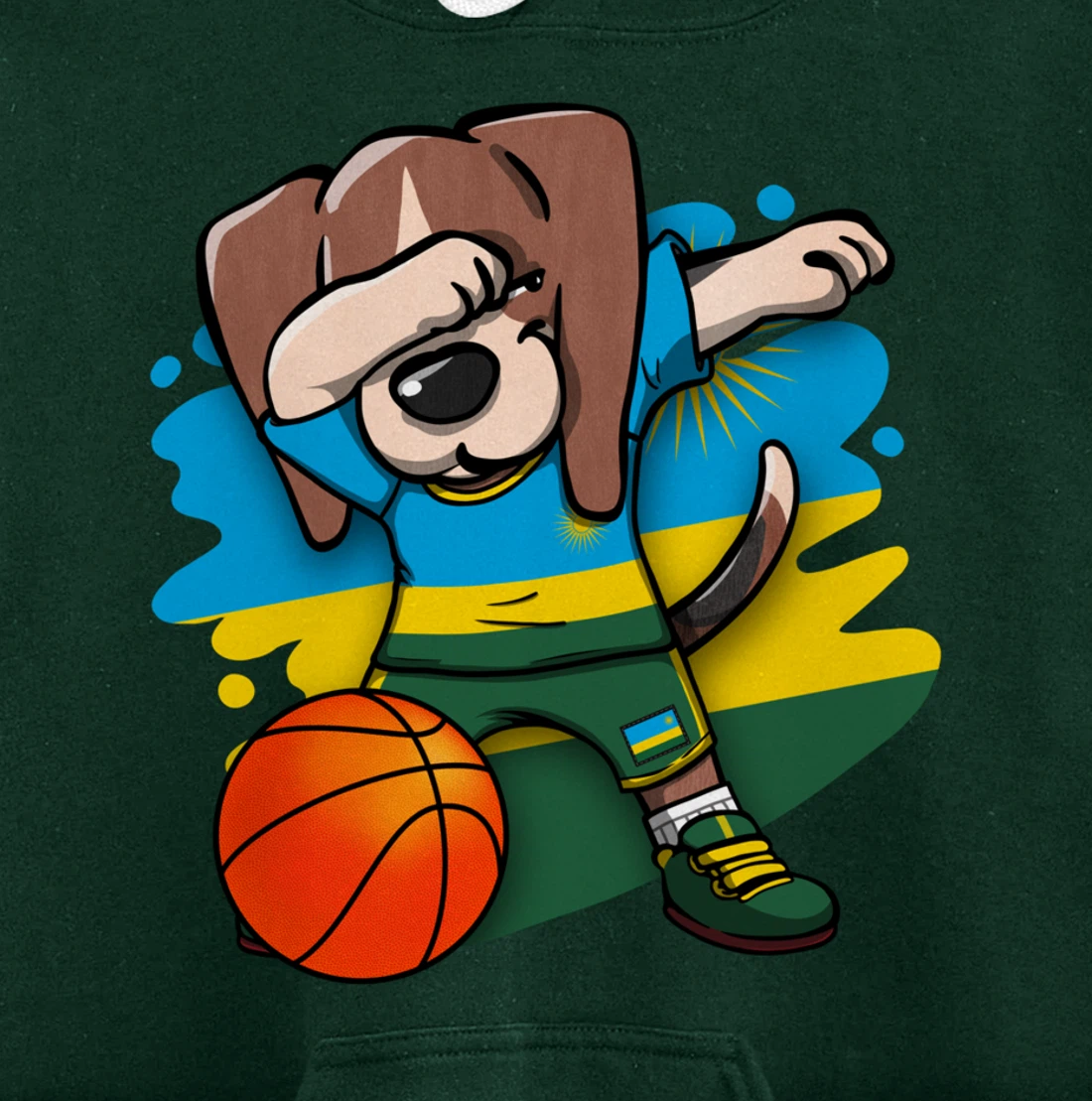 Dabbing Beagle Dog Rwanda Jersey Rwandan Basketball Fans Art Pullover Hoodie